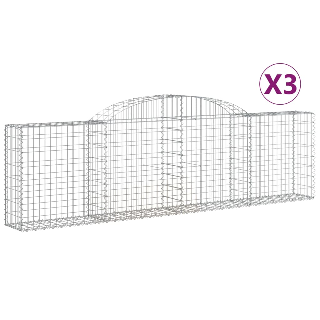 Vidaxl Schans kurver 3 St Vaulted 300x30x80 100 cm galvanisert jern