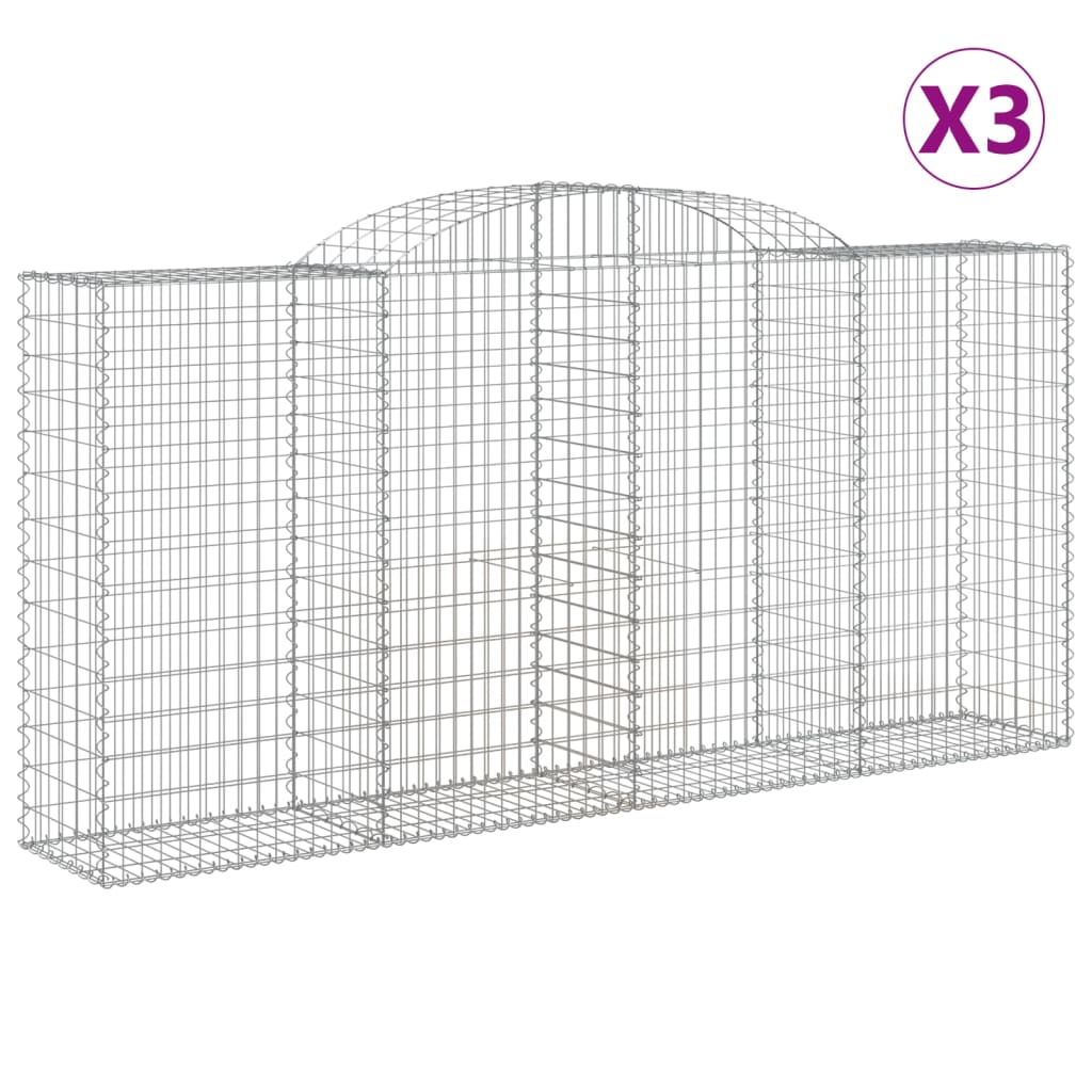 VidaXL Schans baskets 3 ST vaulted 300x50x140 160 cm iron