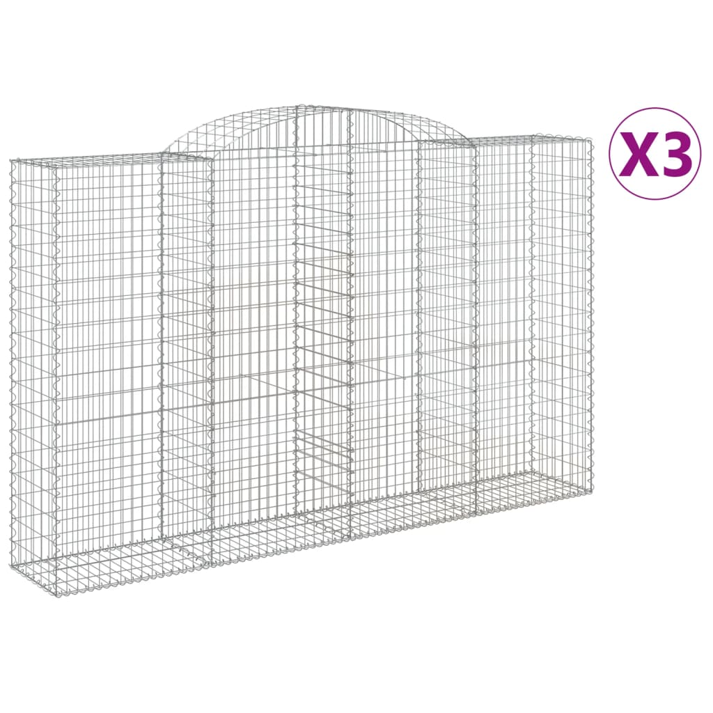 VidaXL Schans baskets 3 ST vaulted 300x50x180 200 cm iron