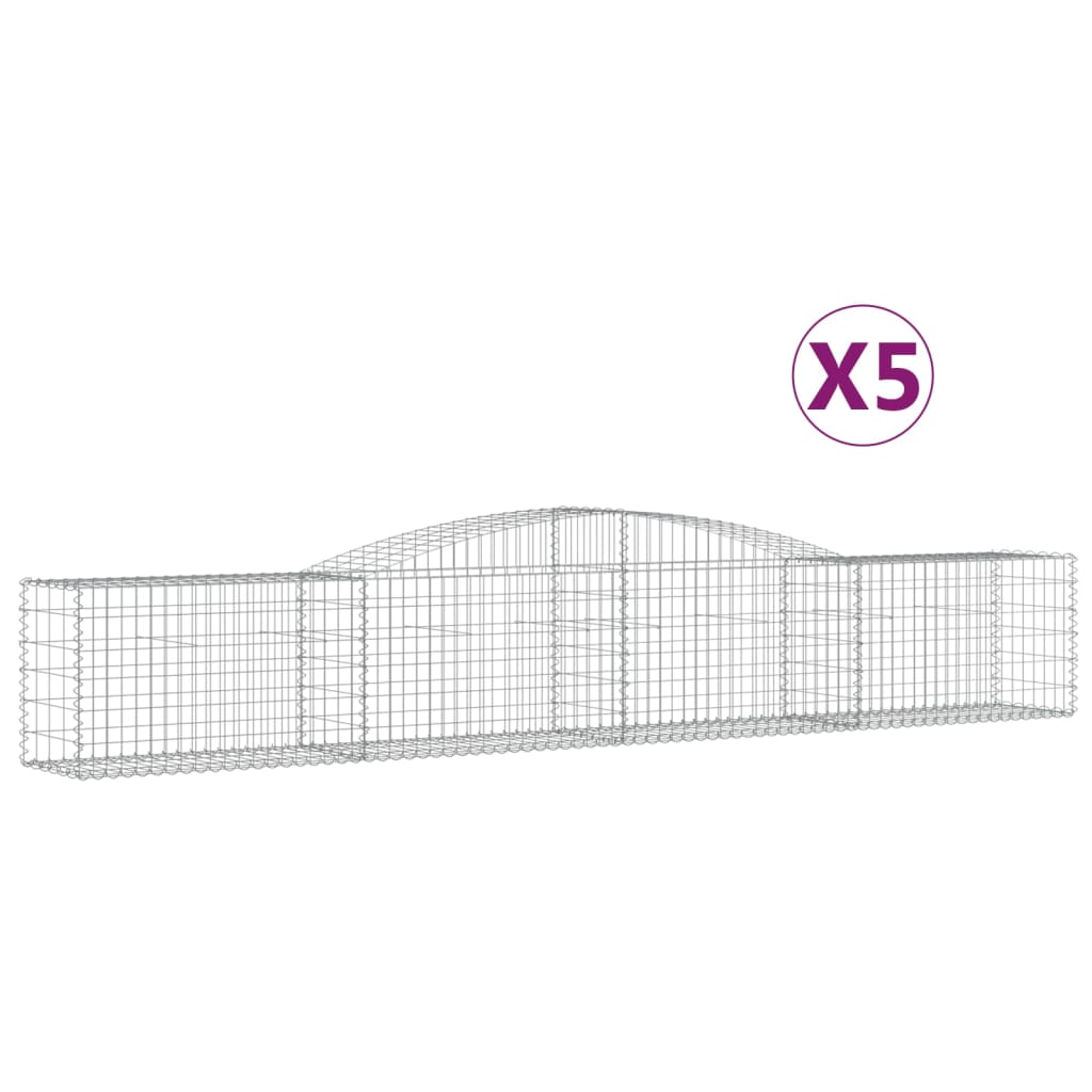 Vidaxl Schans kurver 5 st Vaulted 400x50x60 80 cm galvanisert jern