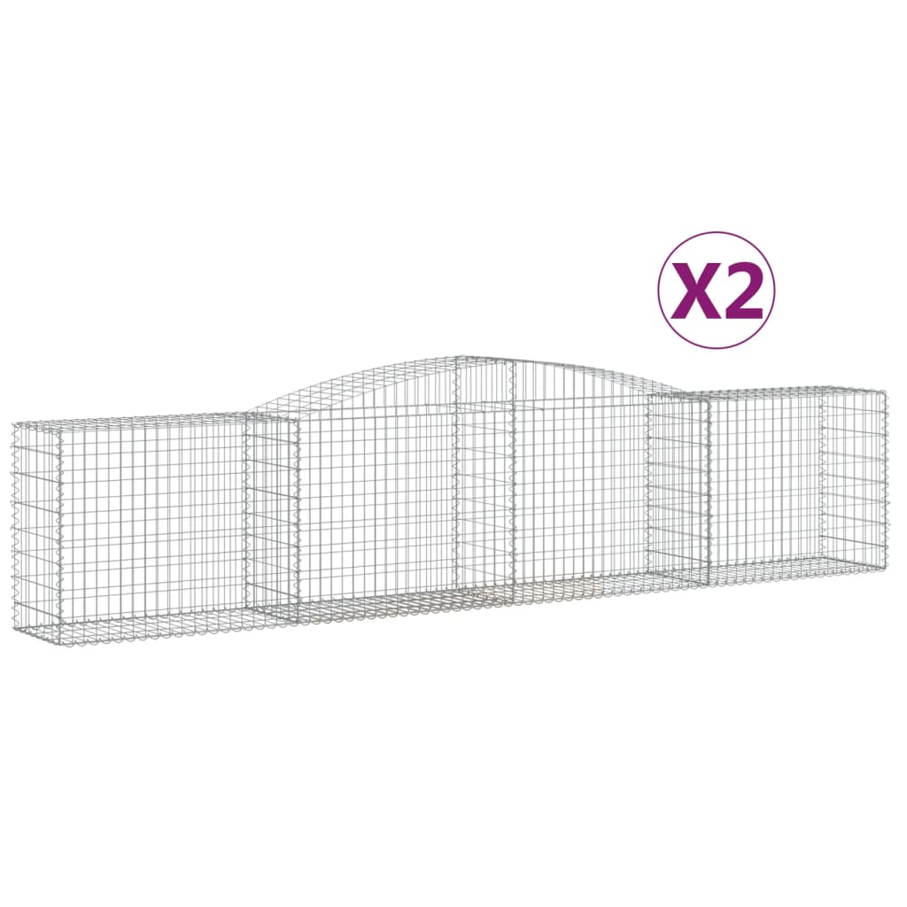 VidaXL Schans baskets 2 st vaulted 400x50x80 100 cm galvanized iron