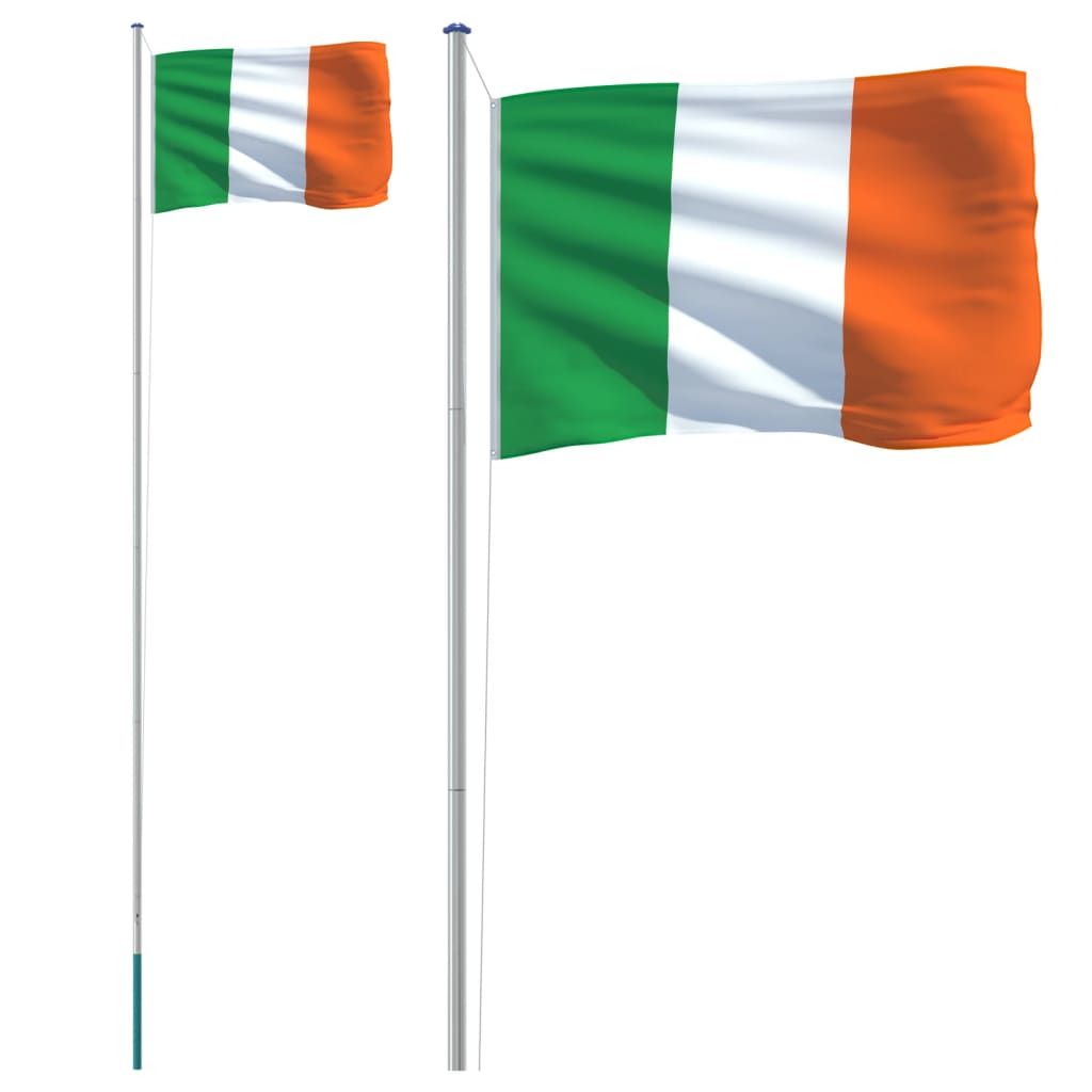 Vidaxl Fändel mat Flagpole Irland 6.23 M Aluminium