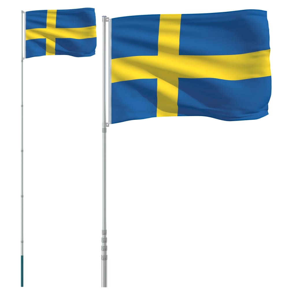 Vidaxl flag with flagpole Sweden 5.55 m aluminum