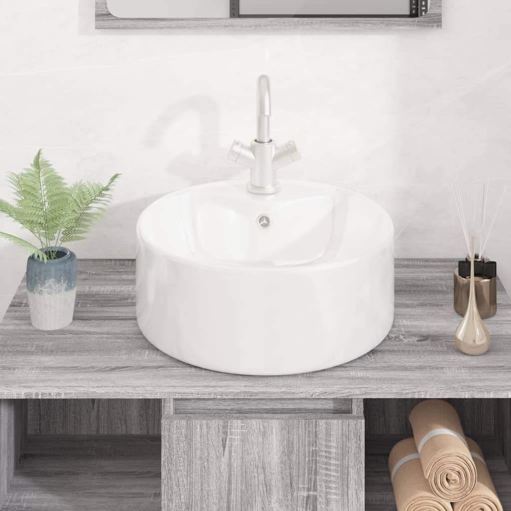 Vidaxl Washbasin 40x14,5 cm Round keramisk hvit