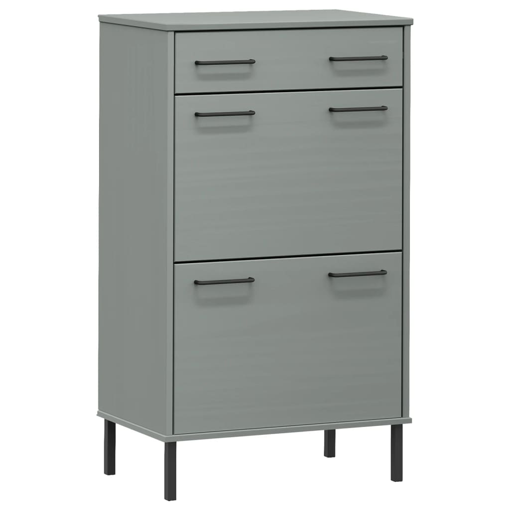 Omara za čevlje Vidaxl s kovinskimi nogami oslo Solid Pine Grey Grey