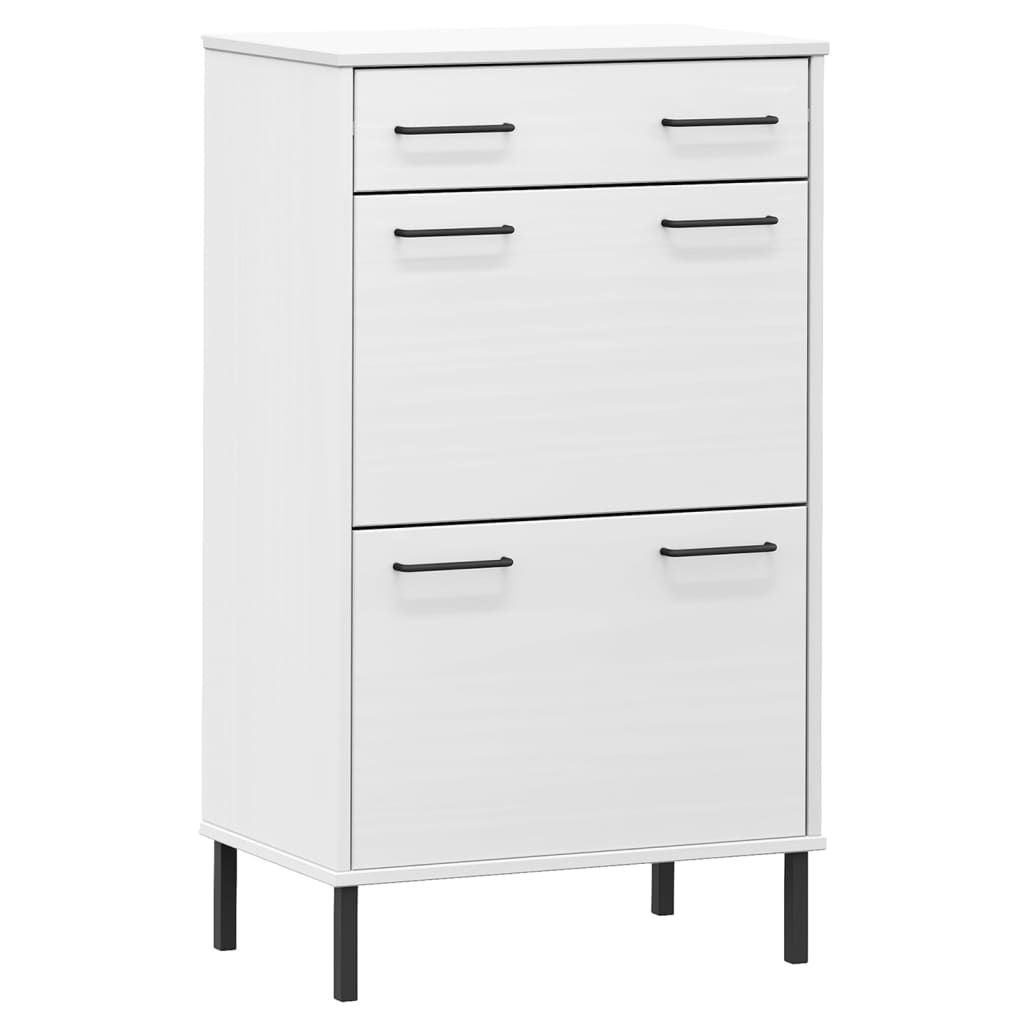 Vidaxl Shoe Cabinet med metalben Oslo Solid Pine White