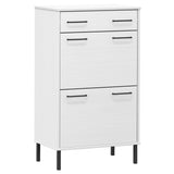 Vidaxl Shoe Cabinet med metalben Oslo Solid Pine White