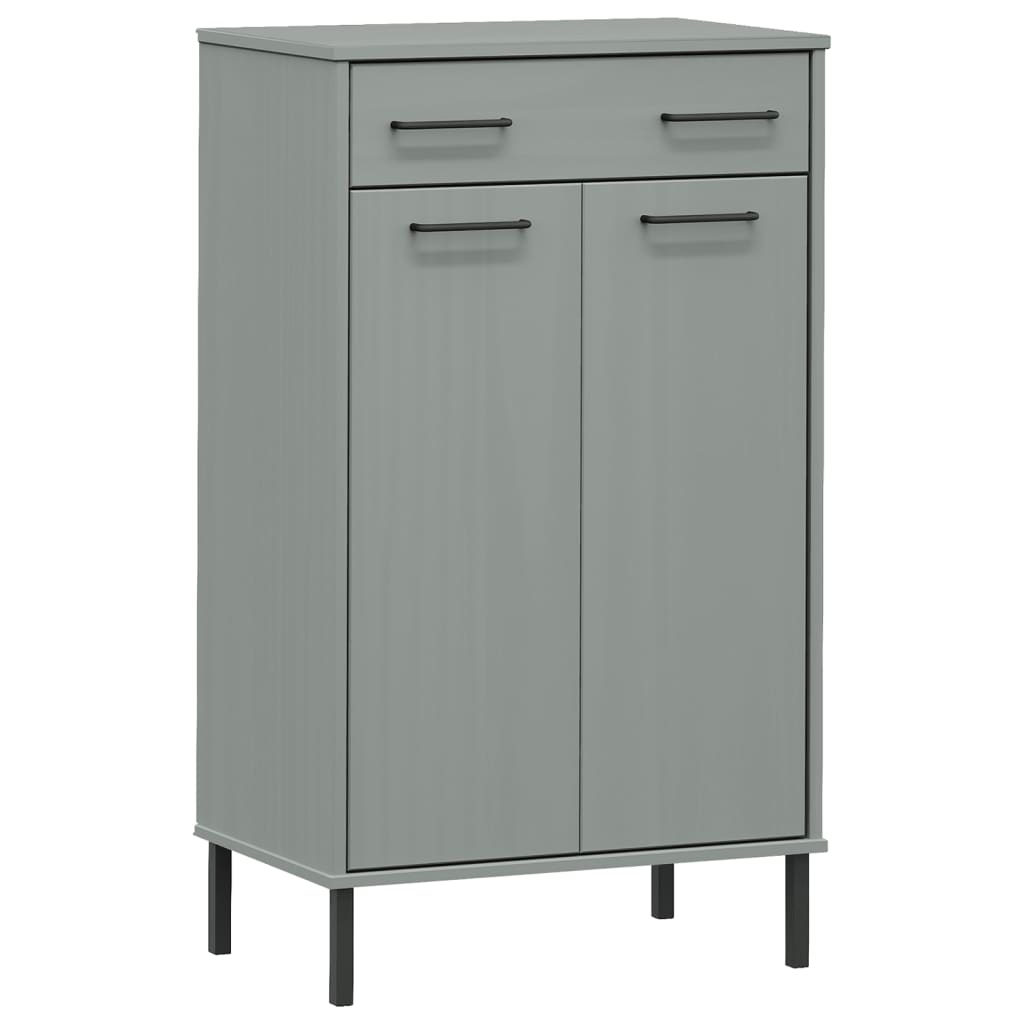 Armoire à chaussures vidaxl avec des jambes en métal oslo en pin massif gris gris