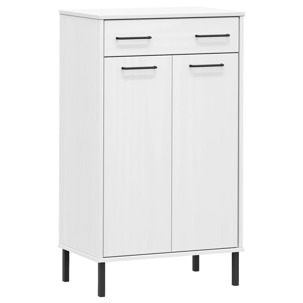 Vidaxl Shoe Cabinet med metalben Oslo Solid Pine White