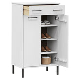 Armoire à chaussures vidaxl avec des jambes en métal oslo pin massif blanc