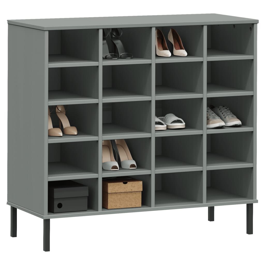 Vidaxl Shoe Rack med metalben Oslo 95x35x86 cm Pine Grey Grey