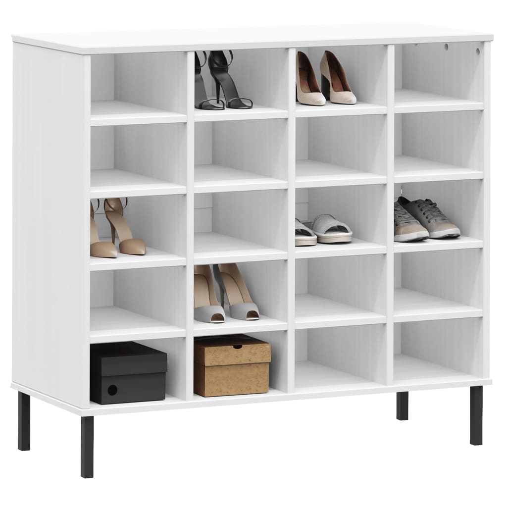 VidaXL shoe rack with metal legs oslo 95x35x86 cm pine wood white