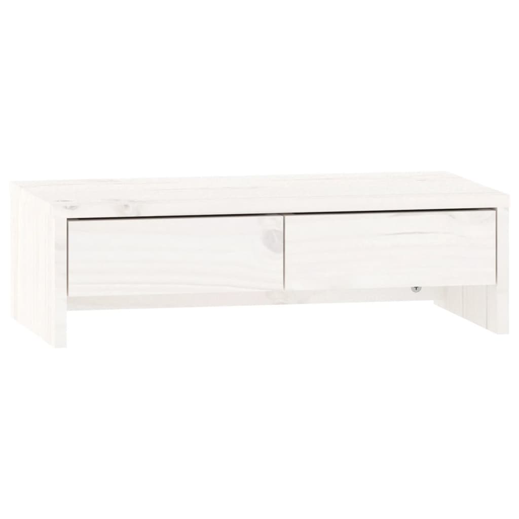 VidaXL Monitorstandaard 50x27x15 cm massief grenenhout wit