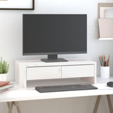 VidaXL Monitorstandaard 50x27x15 cm massief grenenhout wit