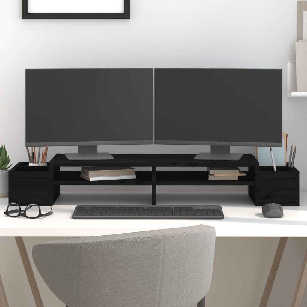 VidaXL monitor standard 100x27.5x15 cm solid pine wood black