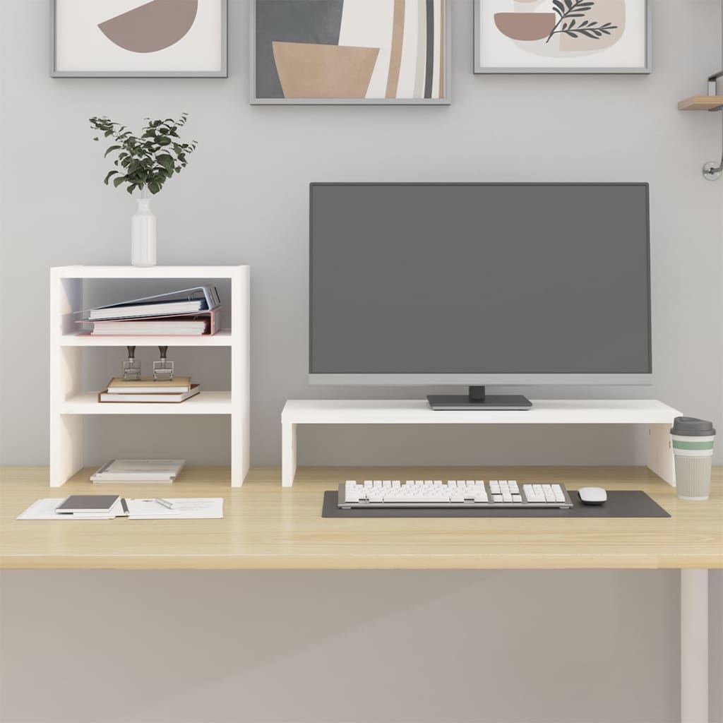 Vidaxl Monitor stand 81x20x30 cm Solid pine white