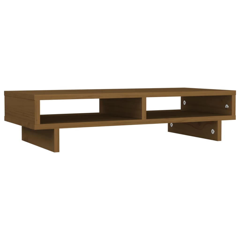 Vidaxl Monitor Stand 60x27x14 cm Miele di pino solido marrone