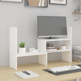 Support de moniteur Vidaxl (39-72) x17x43 cm en pin solide blanc