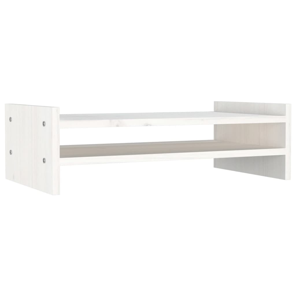 VidaXL Monitorstandaard 50x27x15 cm massief grenenhout wit