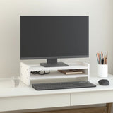 VidaXL Monitorstandaard 50x27x15 cm massief grenenhout wit