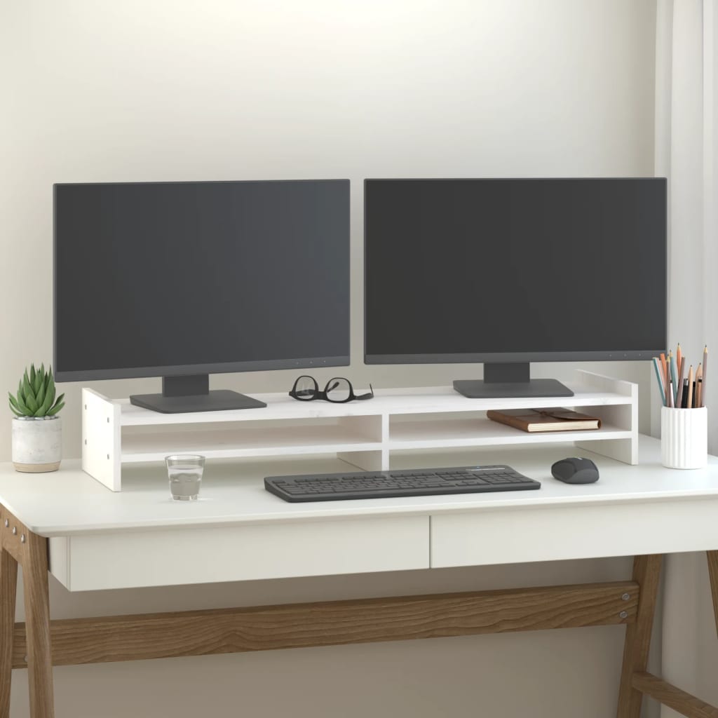 Vidaxl Monitor Standard 100x27x15 cm Solid Pine White