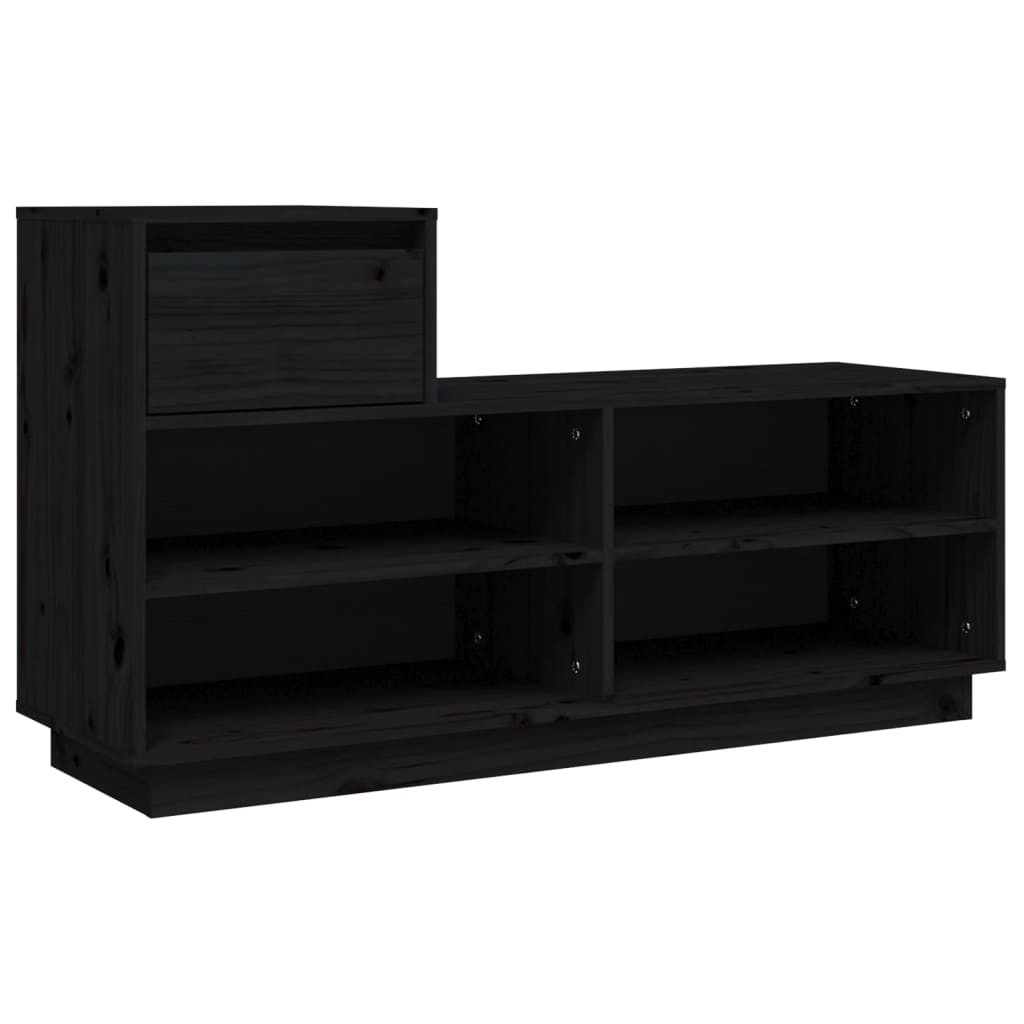 Gabinete de zapatos Vidaxl 110x34x61 cm pino sólido negro