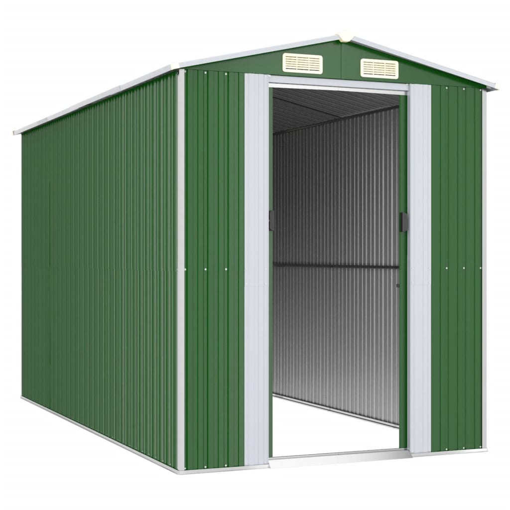 Vidaxl Garden Shed 192x357x223 cm galvaniseret stålgrøn