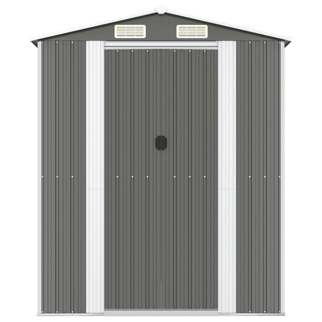 Vidaxl Garden Shed 192x357x223 cm galvaniseret stållysgrå