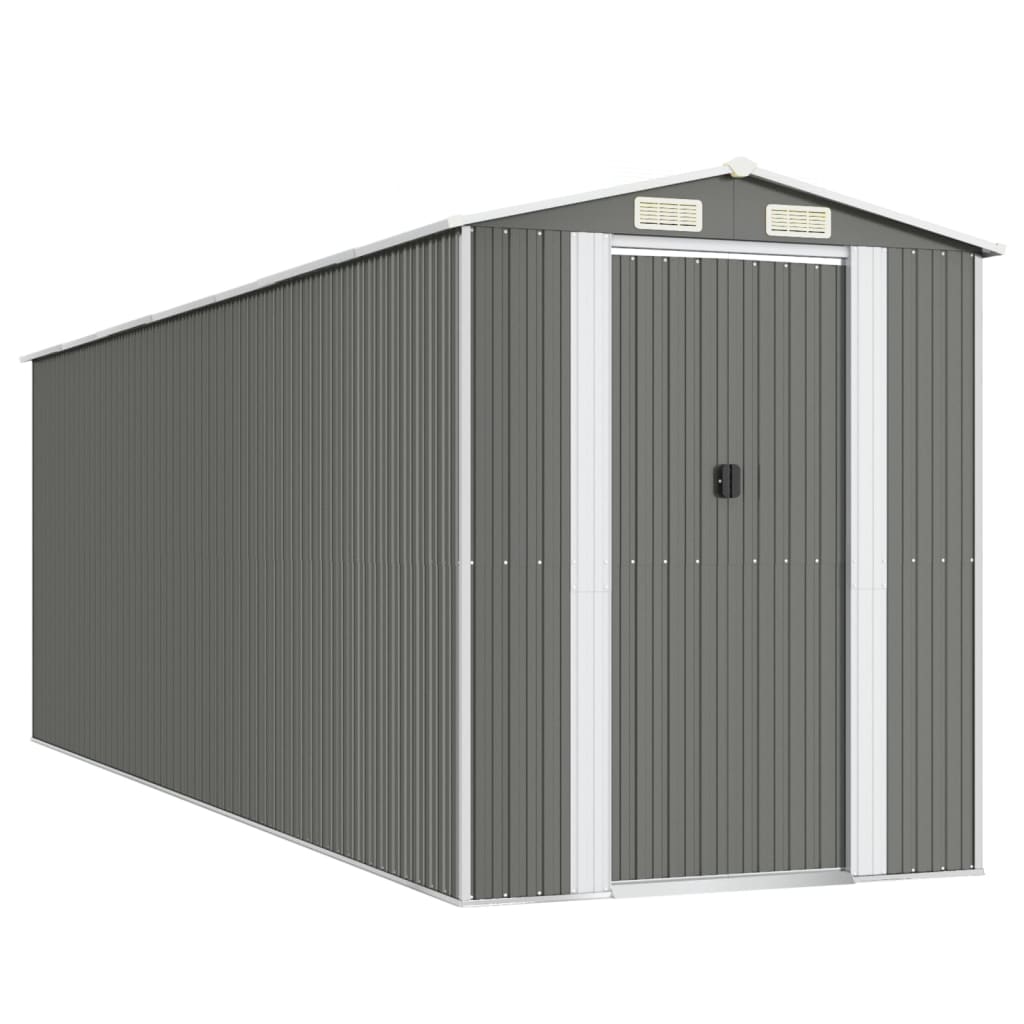 Vidaxl Garden Shed 192x606x223 cm Galvaniseret stållysgrå