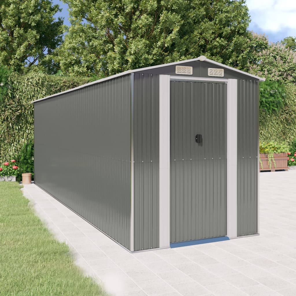 Vidaxl Garden Shed 192x606x223 cm Galvaniseret stållysgrå