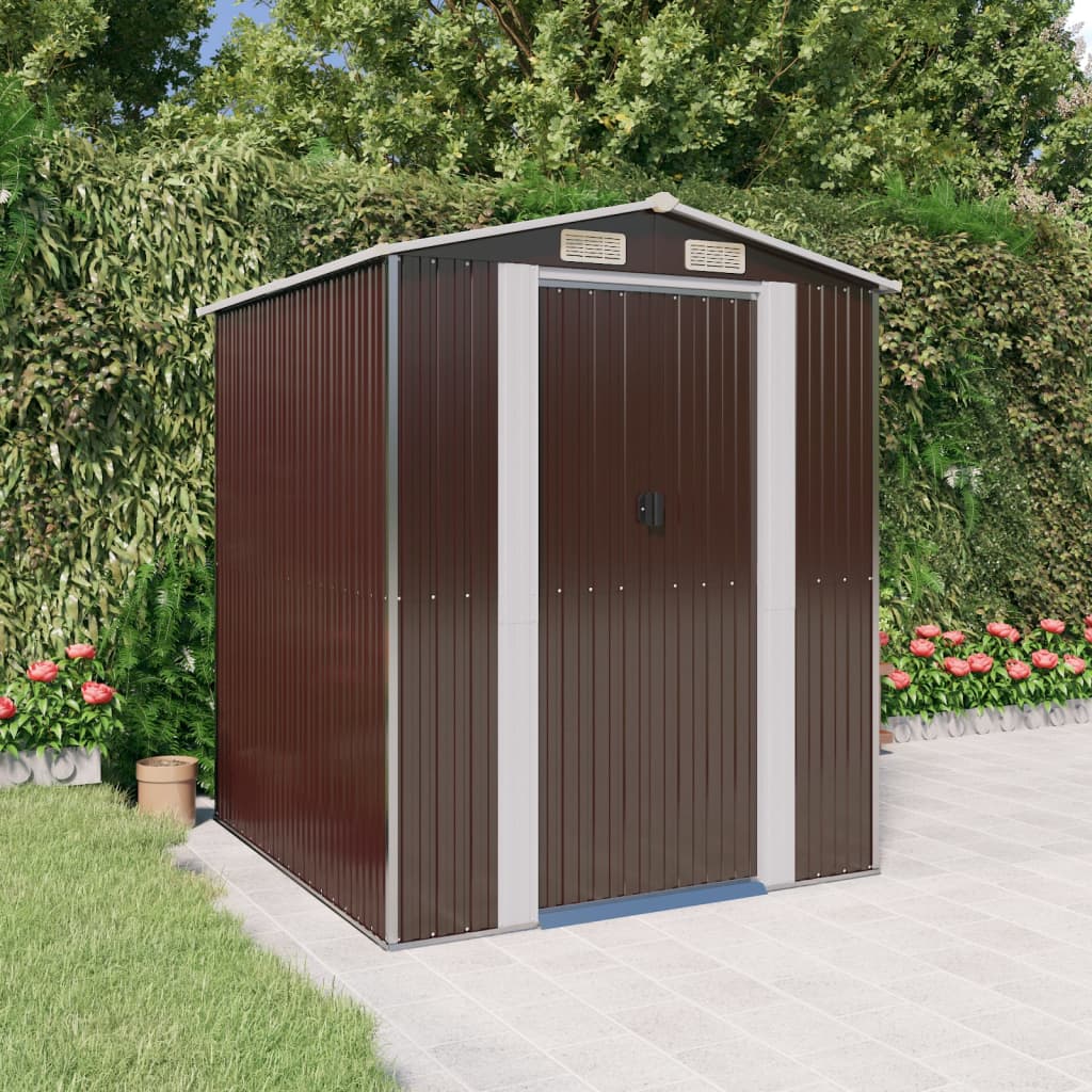 Vidaxl Garden Shed 192x191x223 cm galvaniseret stål mørkebrun