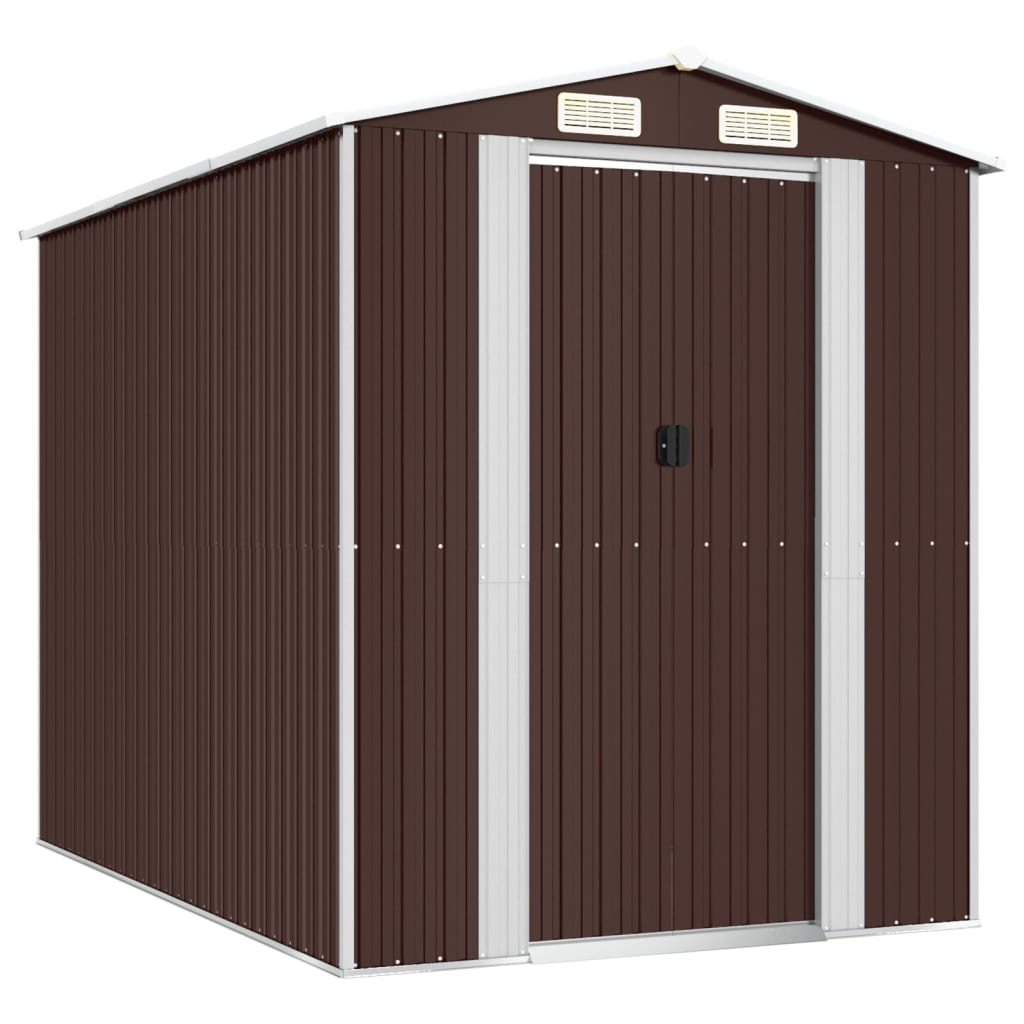 Vidaxl Garden Shed 192x274x223 cm de acero galvanizado marrón oscuro