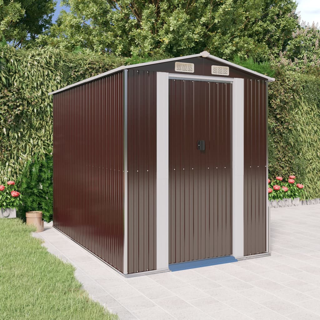 Vidaxl Garden Shed 192x274x223 cm verzinkter Stahl dunkelbraun