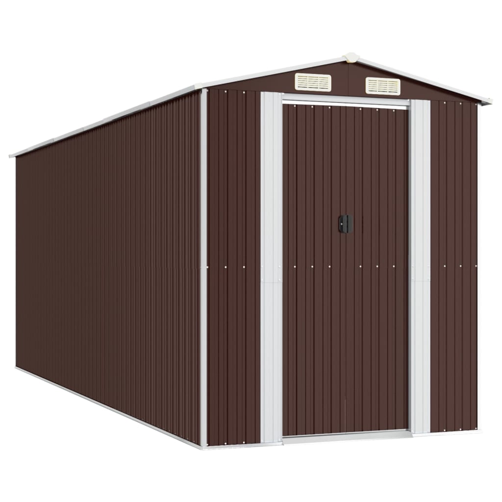 Vidaxl Garden Shed 192x523x223 cm in acciaio zincato scuro marrone