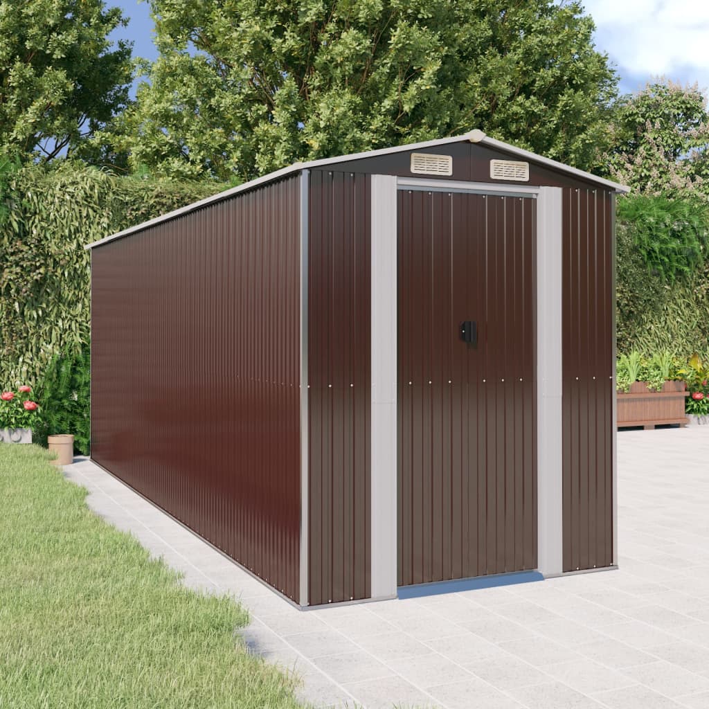 Vidaxl Garden Shed 192x523x223 cm galwanizowany stalowy ciemnobrązowy