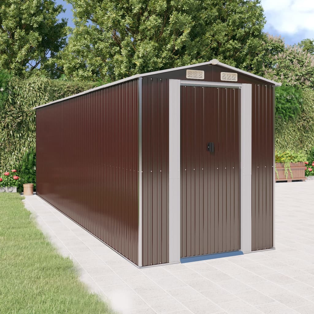 Vidaxl Garden Shed 192x606x223 cm verzinkter Stahl dunkelbraun