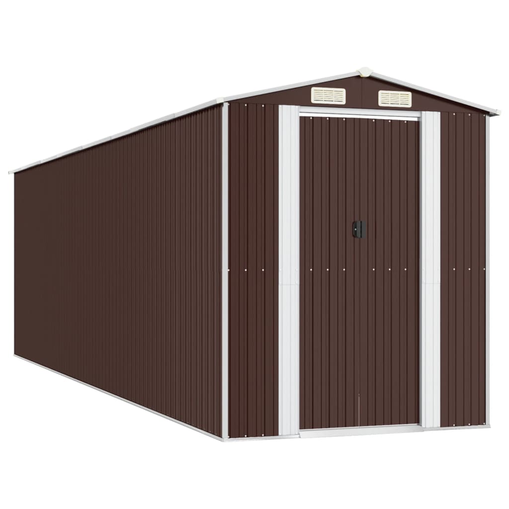 Vidaxl Garden Shed 192x689x223 cm verzinkter Stahl dunkelbraun