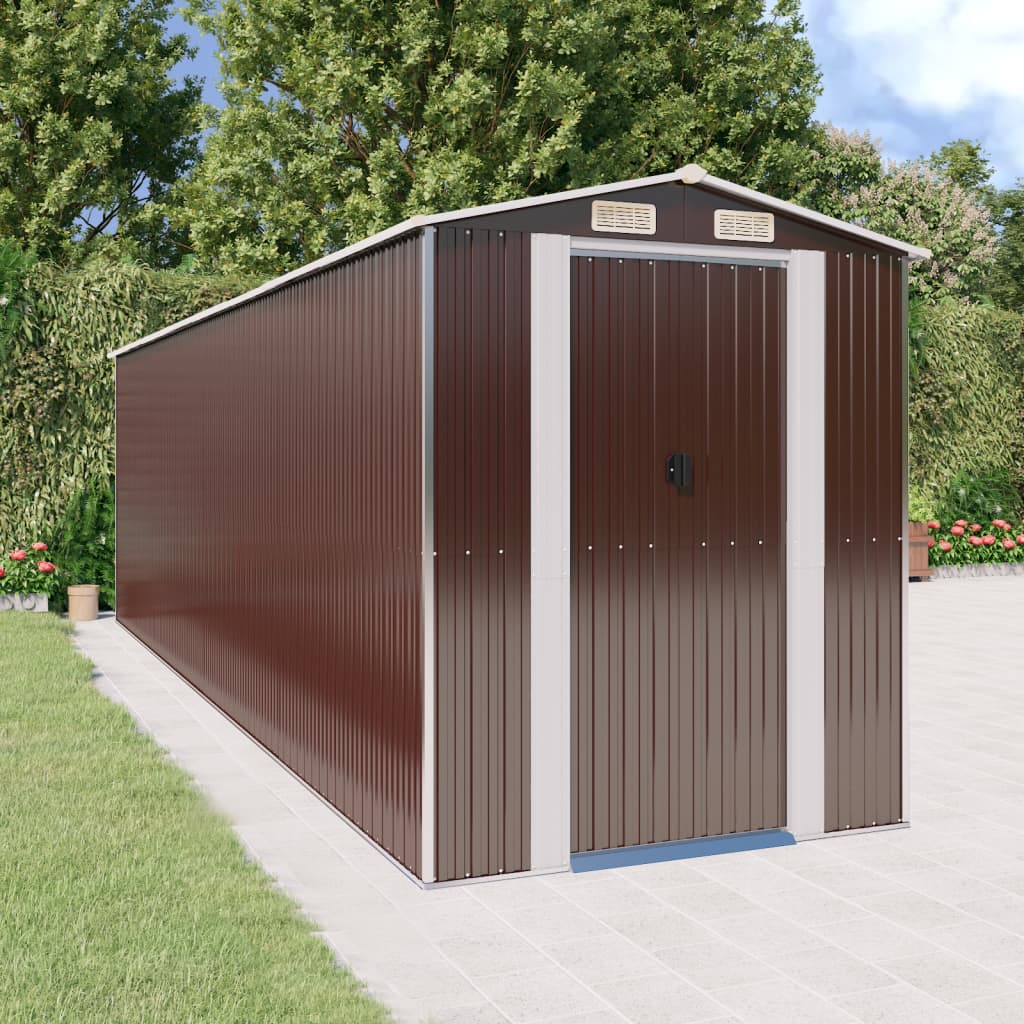 Vidaxl Garden Shed 192x689x223 cm in acciaio zincato scuro marrone