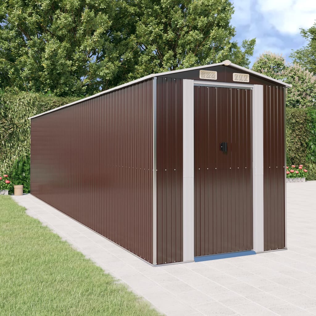 Vidaxl Garden Shed 192x772x223 cm in acciaio zincato scuro marrone