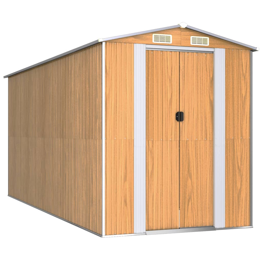 Vidaxl Garden Shed 192x440x223 cm verzinktes Stahlhellbraun