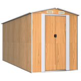 Vidaxl Garden Shed 192x440x223 cm pocinkano jekleno svetlo rjavo