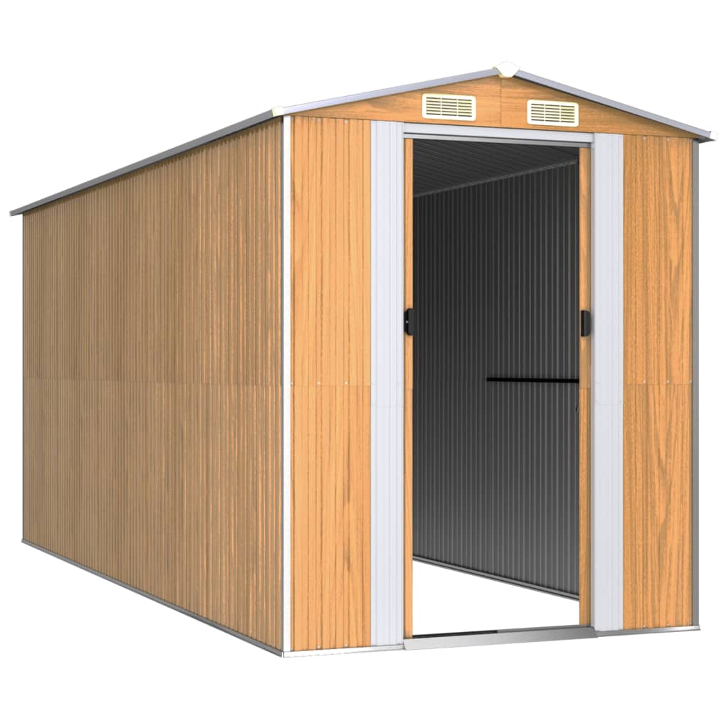 SHED JARDINE VIDAXL 192X440X223 CM en acier galvanisé brun clair