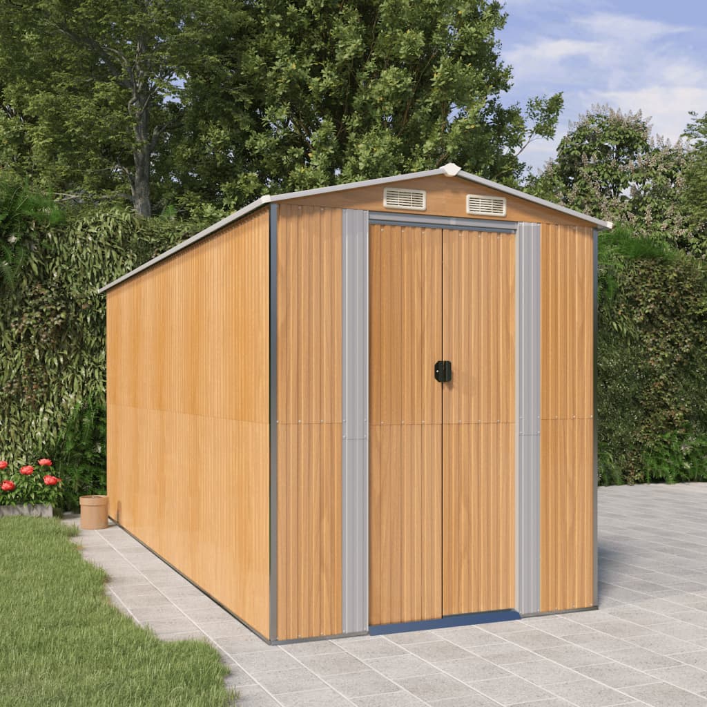 Vidaxl Gaart Shed 192x440x223 cm Galvaniséiert Stol Liichtbrong