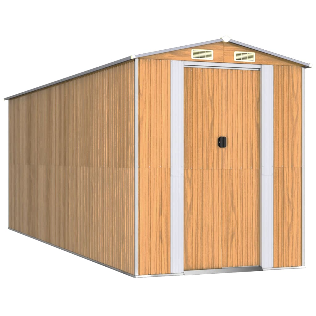 Vidaxl Garden Shed 192x523x223 cm de acero galvanizado marrón claro