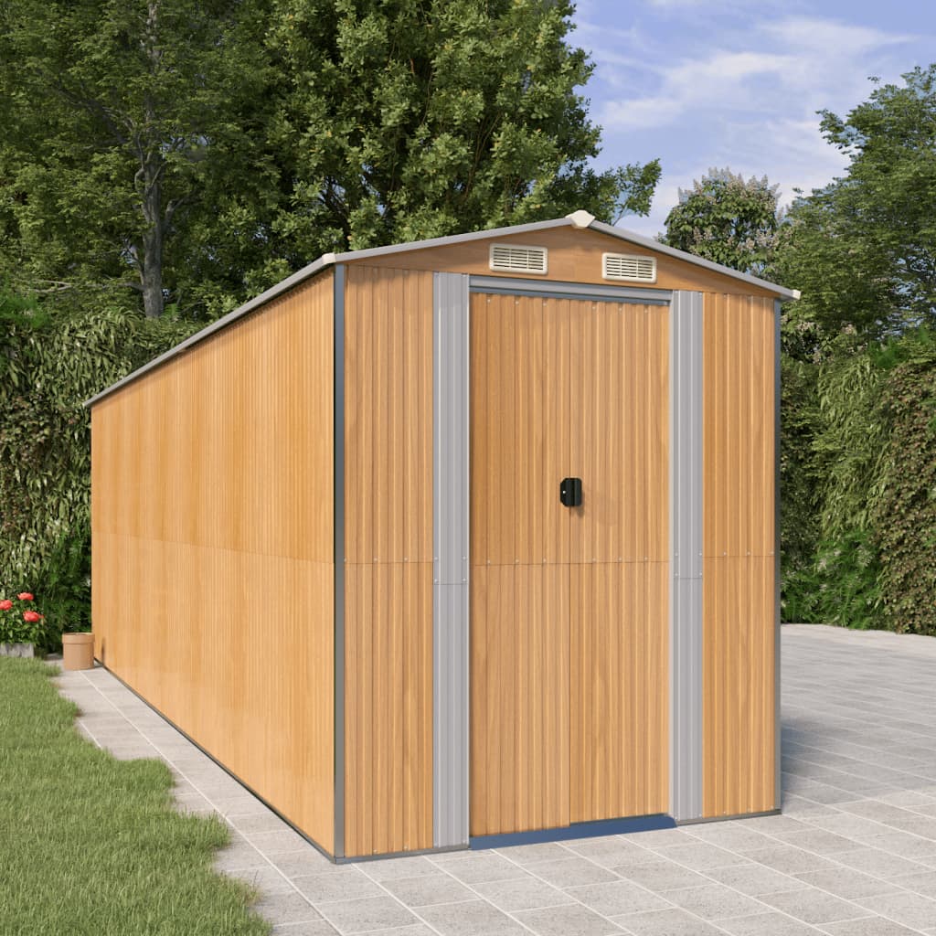 Vidaxl Garden Shed 192x606x223 cm ocynkowana stalowa jasnobrązowa