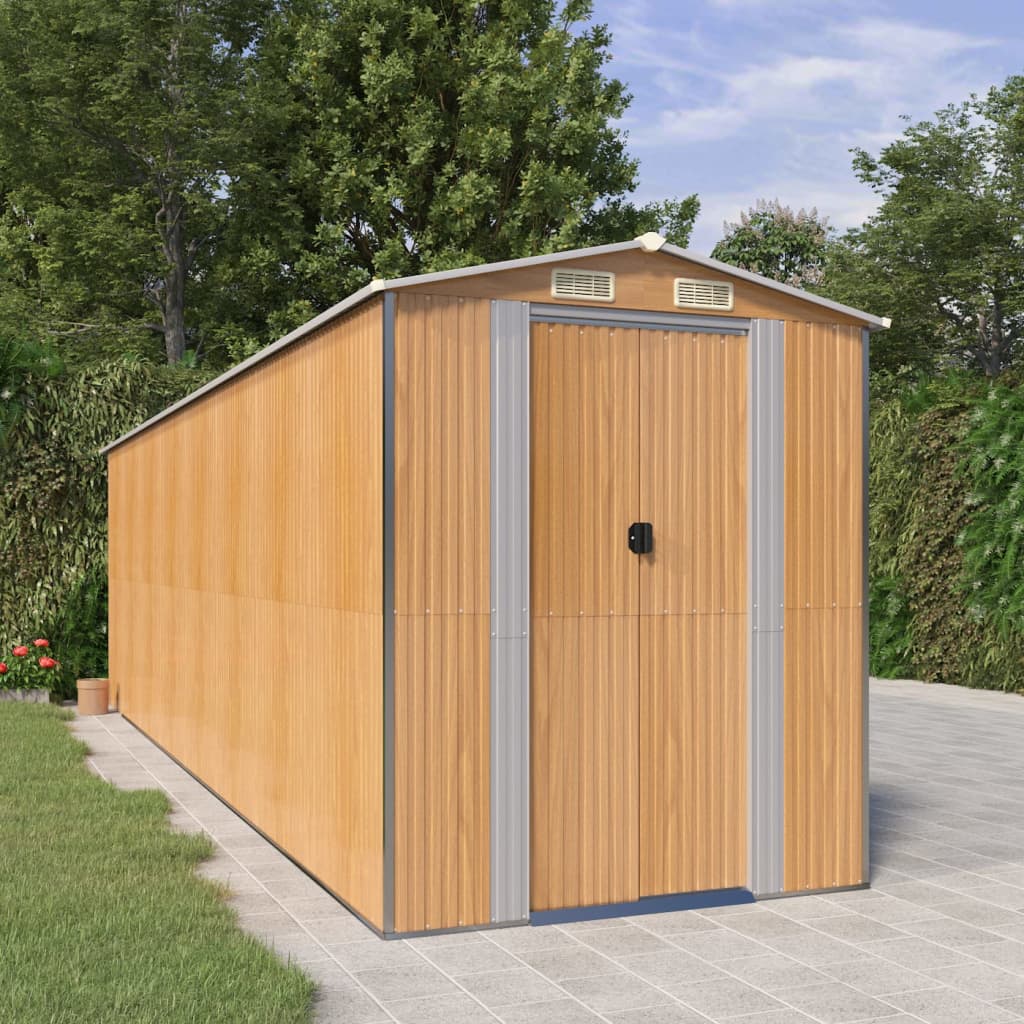 Vidaxl Garden Shed 192x689x223 cm verzinktes Stahl hellbraun