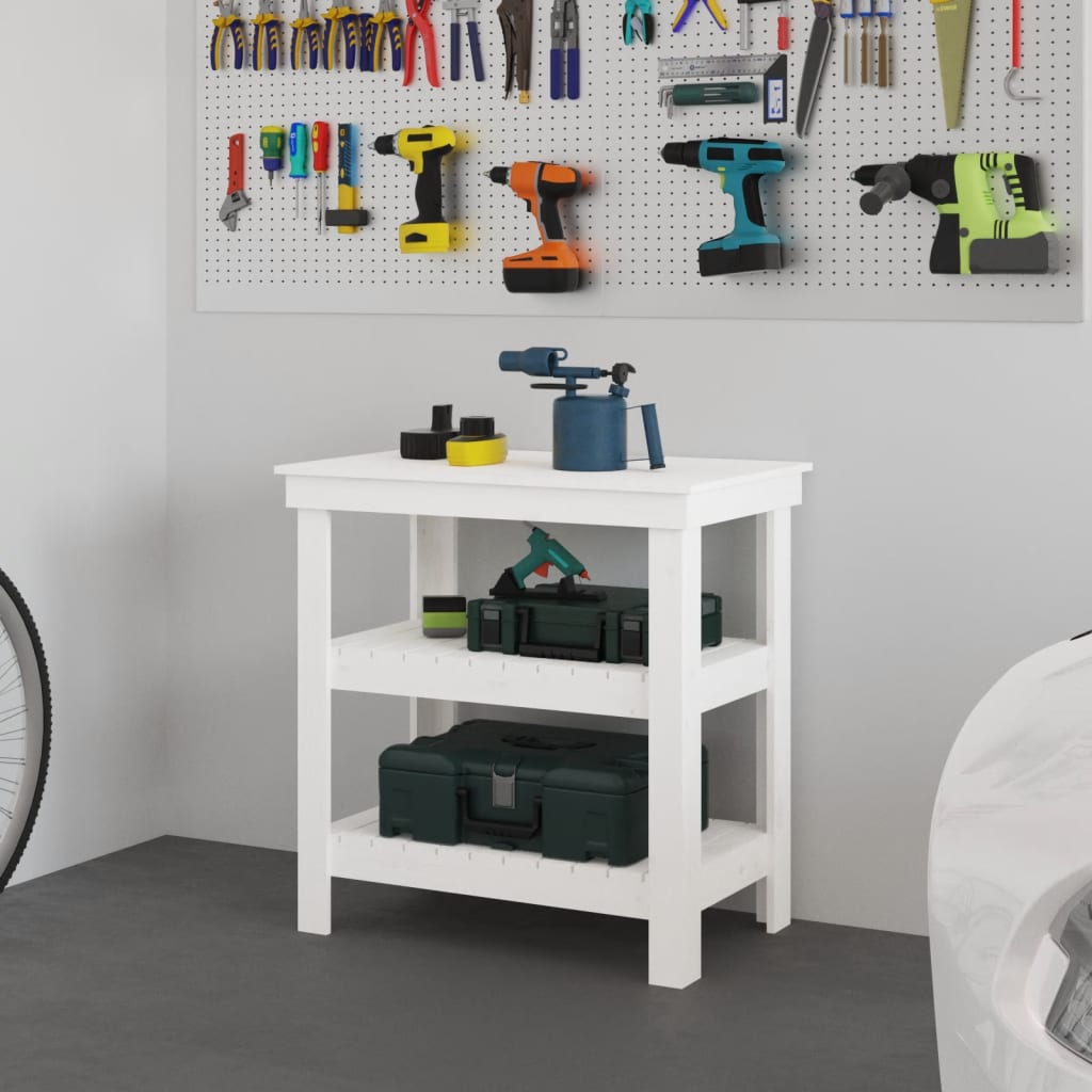 Vidaxl Workbench 78.5x50x80 cm Solid pine white