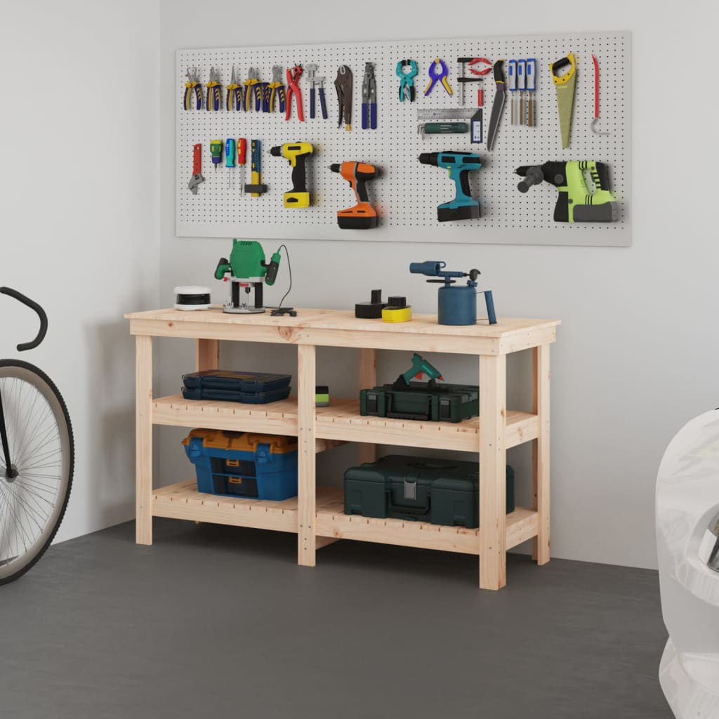 Vidaxl Workbench 142.5x50x80 cm Solid Pine