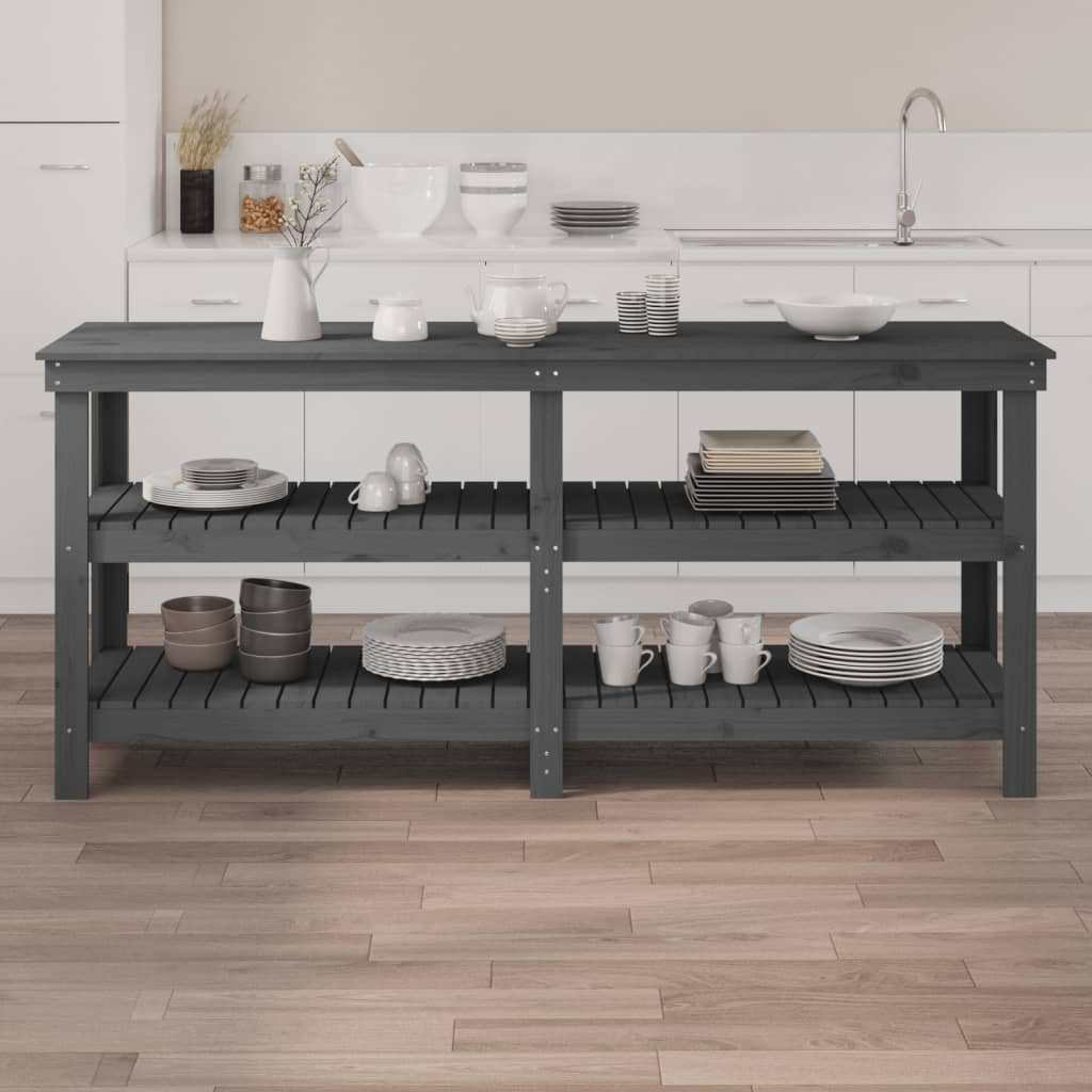 Vidaxl Workbench 181x50x80 cm Solid Pine Gray