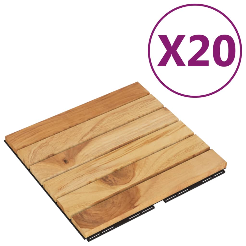 Vidaxl Terrace tiles 20 pcs 30x30 cm Solid teak vertical pattern